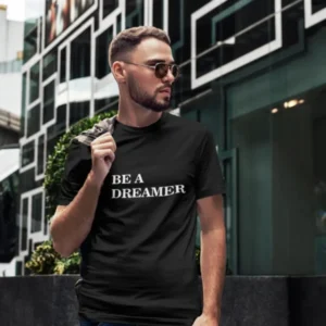 men-black-printed-be-a-dreamer-round-neck-cotton-t-shirt