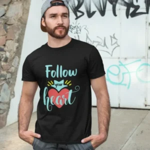 men-black-printed-follow-your-heart-round-neck-cotton-t-shirt