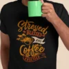 stressed-blessed-coffee-obsessed-black-round-neck-cotton-t-shirt