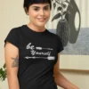 women-black-printed-be-yourself-round-neck-cotton-t-shirt