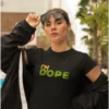 women-black-printed-i’m-dope-round-neck-cotton-t-shirt