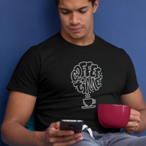 coffee-time-black-round-neck-cotton-t-shirt