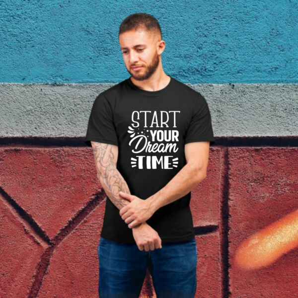 start-your-dream-time-black-round-neck-cotton-t-shirt