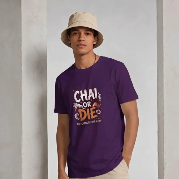 edgy-chai-or-die-graphic-purple-t-shirt