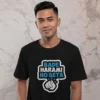 Man wearing a t-shirt featuring a pointing hand graphic and the text BADE HARAMI HO BETA