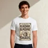 Man wearing a Kadak kadak chaos graphic t-shirt